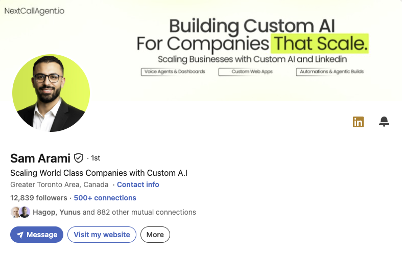 Sam Arami LinkedIn profile