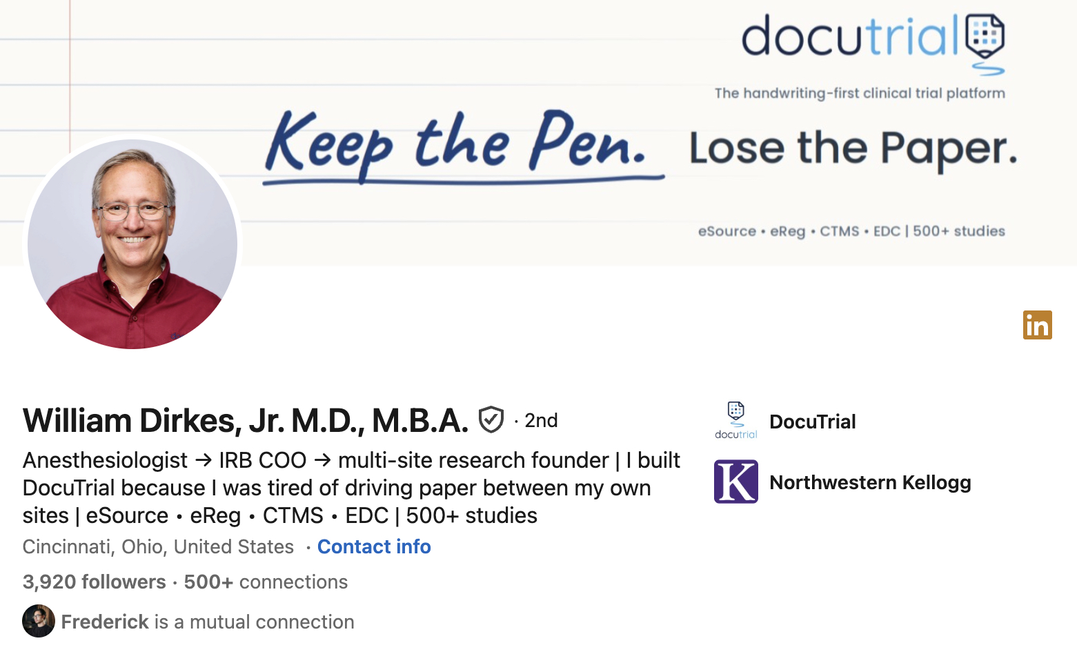 William Dirkes LinkedIn profile