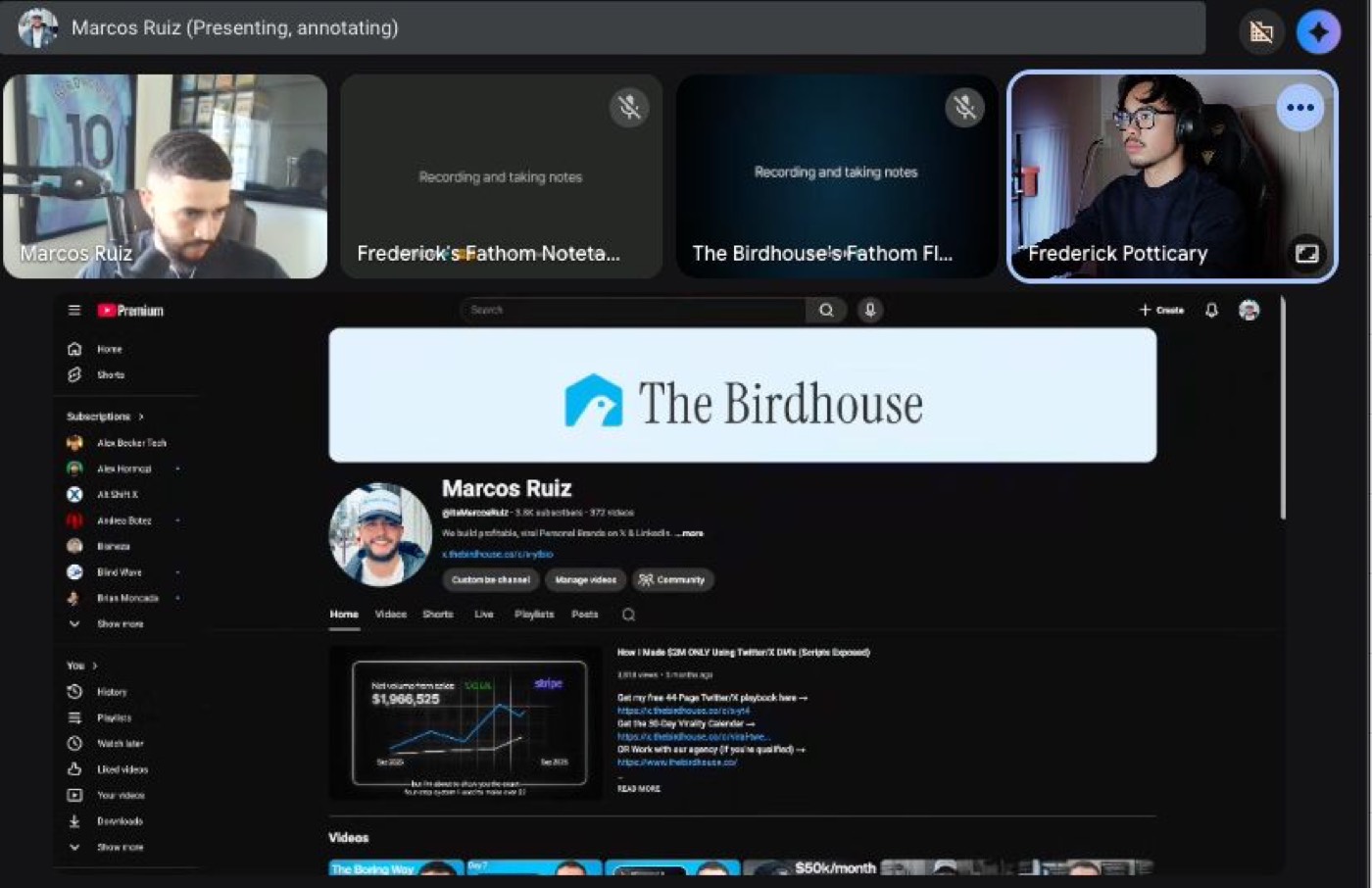 A live cohort session reviewing a channel on screen